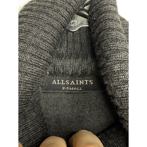 All Saints 100% Wool Sweater Size XS XSmall Black/Dark Gray Turtleneck Pullover - Picture 3 of 11